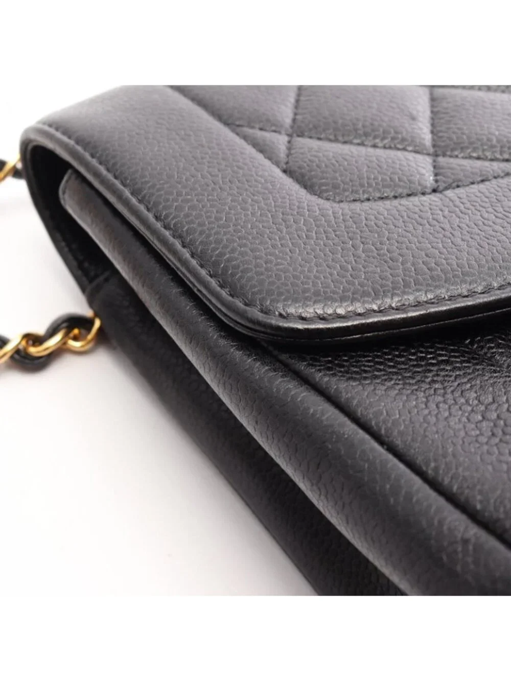 Chanel Shoulder Bag Quilted Diana Flap Black Caviar Leather Chain